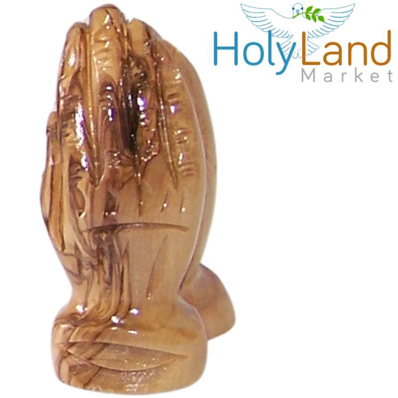 Holy Land Market Olivewood Praying Hands (6 cm or 2.5 Inch) - Small Hands