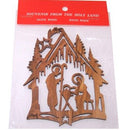 Nativity Manger Olive Wood Ornament - Laser Carving (11x8.5 cm or 4.3x3.3 di.