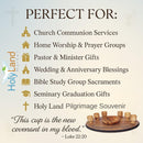 Holy Land Market Olive Wood Communion Cups & Plate Set KIddush & Holding Tray - Communion Set Hand-Carved in Bethlehem – for Church Worship, Pastors & Ministries (Tray + Round Bowl + 6 Small Goblets)