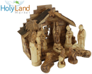 Holy Land Market Olive Wood Nativity Set - Inspirational Christmas Decorations Indoor, Hand Carved Nativity Set for Christmas Table Decor, Bethlehem Olive Wood, Christian Home Gift