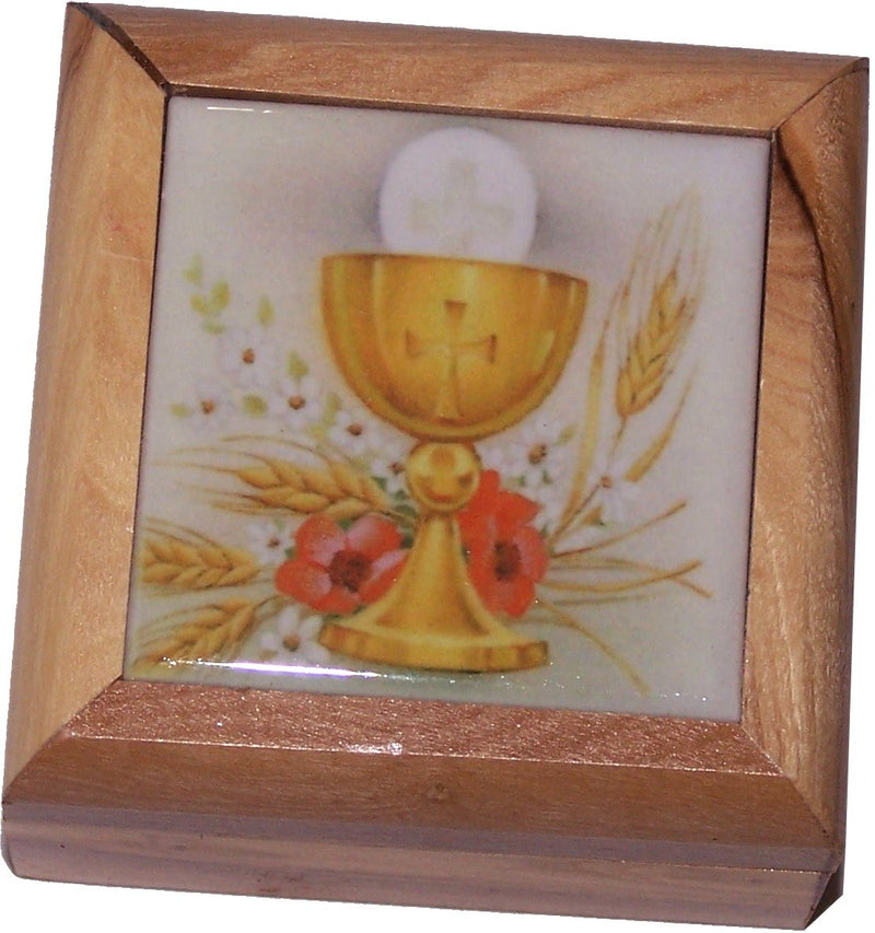 Holy Land Market First Communion Box - Rosary Box - Bethlehem Olive Wood