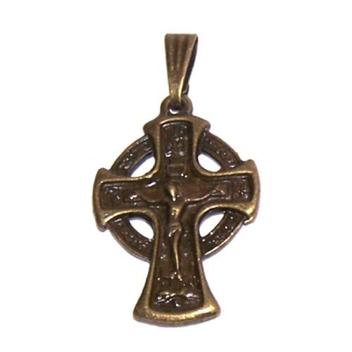 Celtic / Russian Crucifix bronze tone necklace - design based on Fedorov designer - 60cm strap with clasp