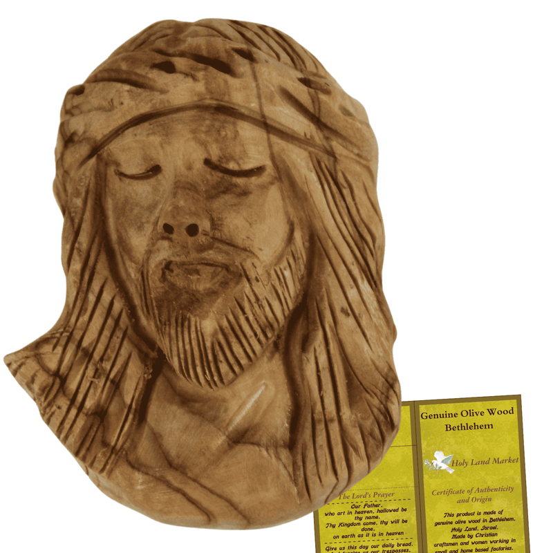 Imán de corona de espinas de Jesús de madera de olivo del Mercado de Tierra Santa – Arte cristiano tallado a mano de madera de olivo de Jerusalén (2.6 x 2")