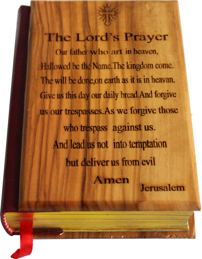 Jerusalem Bible, Olive Wood Cover carved with the Lord`s Prayer (English, 1094 pages)