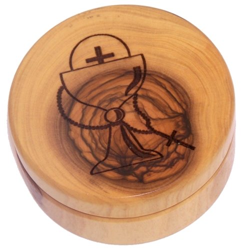 Olive Wood First Communion Gift Set - First Communion Box and Rosary from Bethlehem, the Holy Land