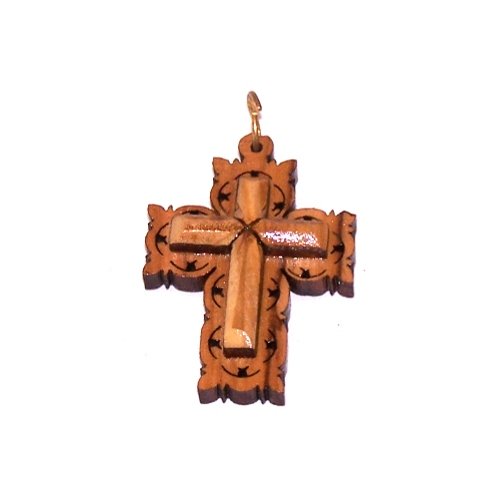 Hand carved by saw Olive wood pendant with necklace