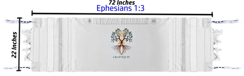 Holy Land Market Grafted IN - Messianic Christian Prayer Shawl/Tallit Prayer Shawl - Creation and Restoration Talit (Black)