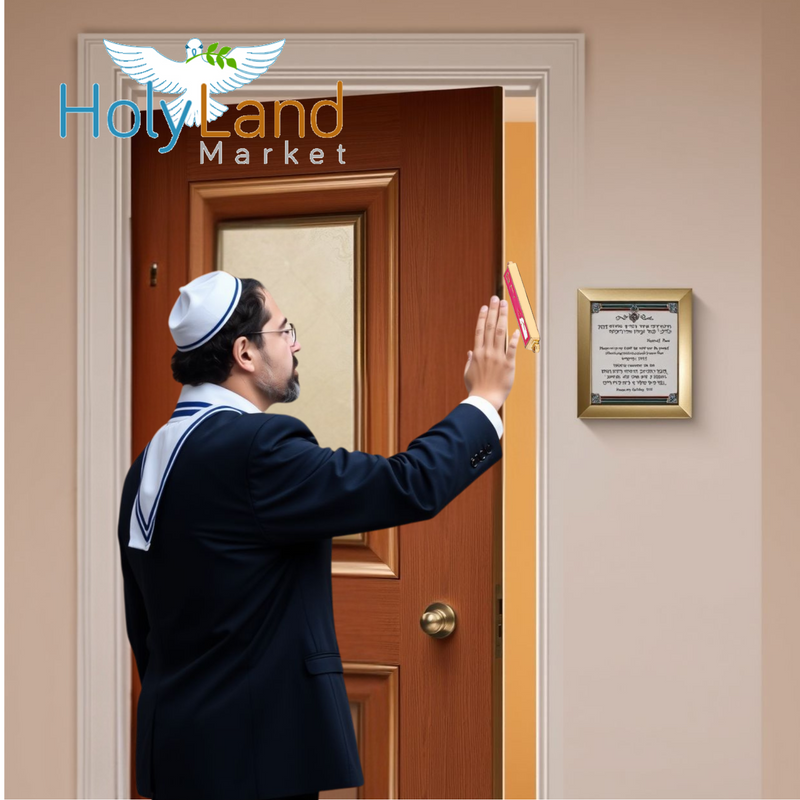 Holy Land Market Gold Plated 10 Commandments Mezuzah with Scroll Inside (Cavity in Back is About 3 Inches)