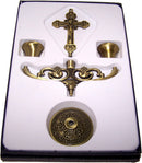 Holy Land Market Table Altar Crucifix with Candles Cups / Holders - 5 Inches
