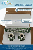 Holy Land Market Shabbat Candlesticks Set - Colorful Ceramic Shabbat Candle Holders Set with Matching Plate for Holidays