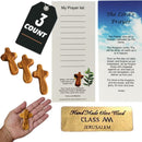 Holy Land Market Small Olive Wood Pocket / Holding Crosses With Certificates (2.5 Inches).