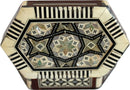 Holy Land Market Vintage Antique Decorative Box - Wooden Inlaid with Mother of Pearls Decorations - Hexagonal (4.75 x 3 x 2 inches)
