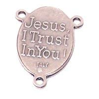 Jesus I Trust in You - Divine Mercy Rosary triangle - Pewter (2.5cm - 1 inches)