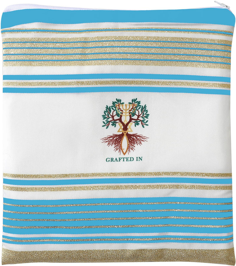 Holy Land Market Grafted IN - Messianic Christian Prayer Shawl/Tallit Prayer Shawl - Creation and Restoration Talit (Black)