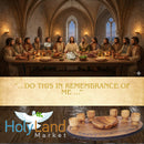 Holy Land Market Olive Wood Communion Cups & Plate Set KIddush & Holding Tray - Communion Set Hand-Carved in Bethlehem – for Church Worship, Pastors & Ministries (Tray + Round Bowl + 6 Small Goblets)