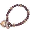 Elastic Cat`s eye beads bracelet with Miraculous medal and heart ( 6mm beads )