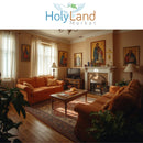 Holy Land Market Olive Wood Patriarchal Three bar Russian Crucifix with Holy Land Samples