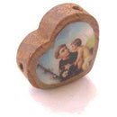 Centro de San Antonio de madera - corazón esmaltado (18x16 mm -0.7x0.6")