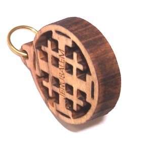Olive wood Jerusalem Cross Laser Pendant (2cm or 0.8" diameter)