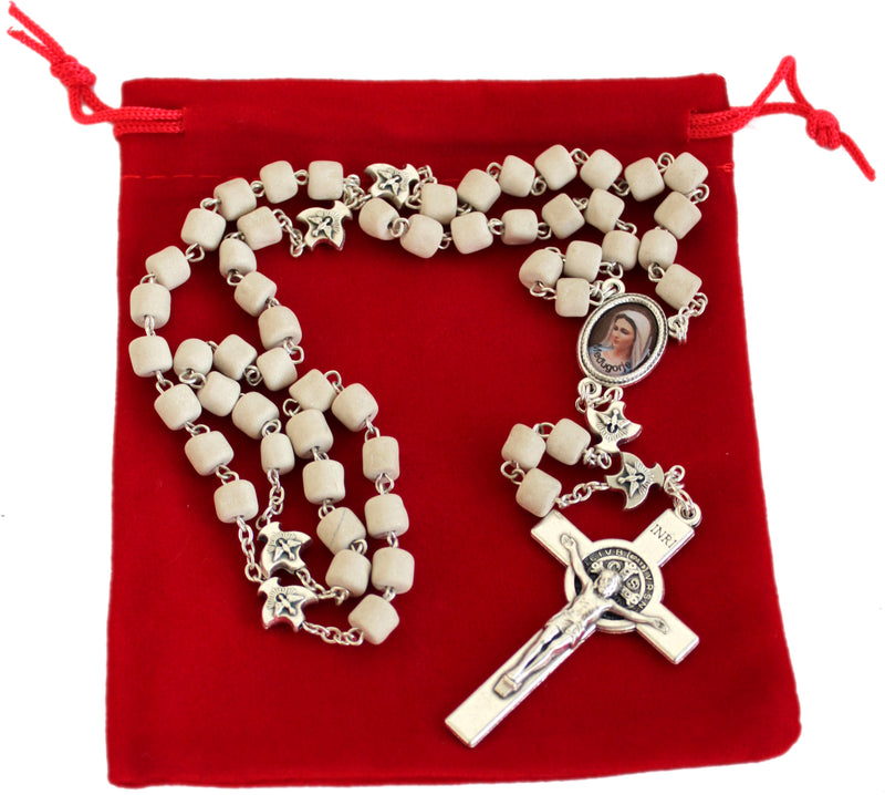 MEDJUGORJE - Rosary Made from Apparation Hill Stones directly from MEDUGORJE. (20 inches Long) - Silver Cross