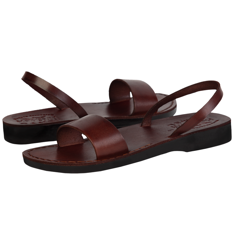 Holy Land Market Men/Women Biblical Jesus Leather Sandals/Slides From Jerusalem (Blessed Mother Mary Style)