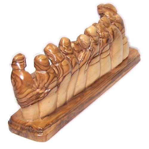 Olive wood Last Supper - one piece modern or abstract design (27x10 cm or 10.5x4 inches )