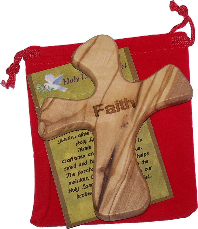 Hand Cross That Will sit in Your Hand Comfortably - Faith (4.5 x 3.75 Inches)