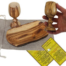 Juego de Copa de Comunión Grande de Madera de Olivo y Plato Kiddush - Juego de Comunión Tallado a Mano en Belén – para Culto en la Iglesia, Pastores y Ministerios