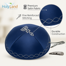 Holy Land Market Satin Kippah with Messianic Sign Embroidered