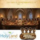 Juego de 4 Copas de Comunión Medianas de Madera de Olivo y Plato Kiddush - Juego de Comunión Tallado a Mano en Belén – para Culto en la Iglesia, Pastores y Ministerios