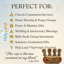 Holy Land Market 4 Medium Olive Wood Communion Cups & Plate Set KIddush - Communion Set Hand-Carved in Bethlehem – for Church Worship, Pastors & Ministries