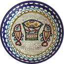 Tazón de cerámica armenia de Holy Land Market para el milagro de la multiplicación de los peces y los panes de Tabgha - (11 pulgadas de diámetro y 2.25 pulgadas de profundidad) - Marca registrada de Asfour Outlet
