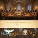 Holy Land Market 2 x 3in Olive Wood Communion Cups & 4" Bread Plate Set – Hand-Carved in Bethlehem – Includes 2 Kiddush Goblets with Matching Tray for Church Worship, Pastors & Ministries