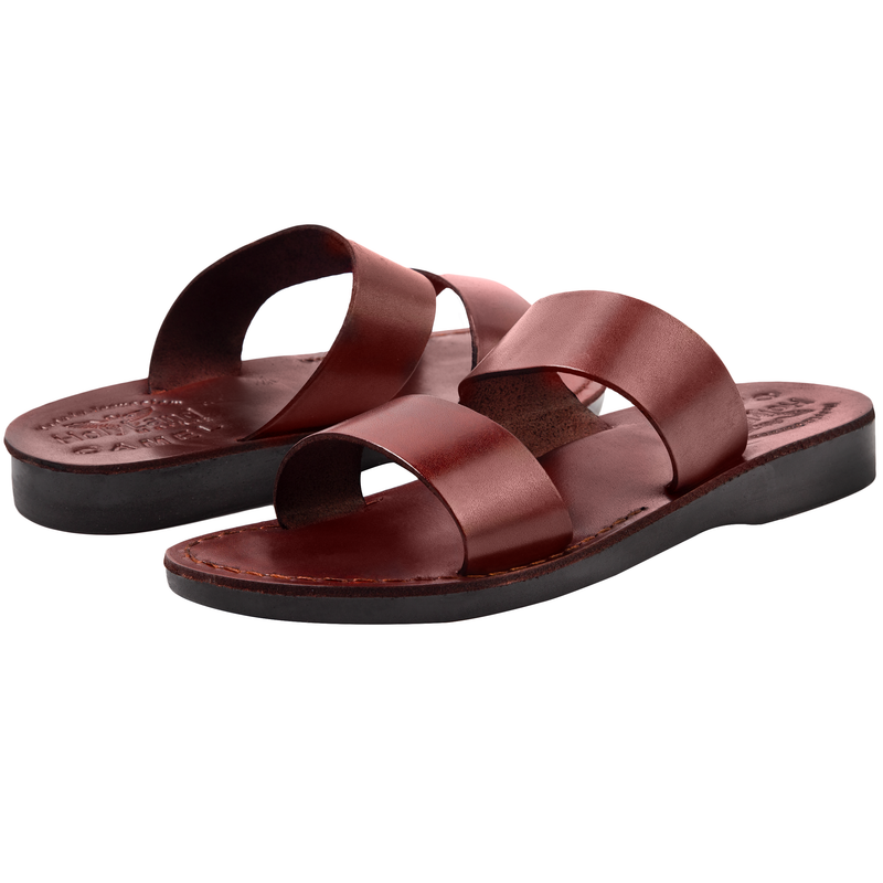 Holy Land Market Men/Women Biblical Jesus Leather Sandals/Slides From Jerusalem (Good Shepherd I)