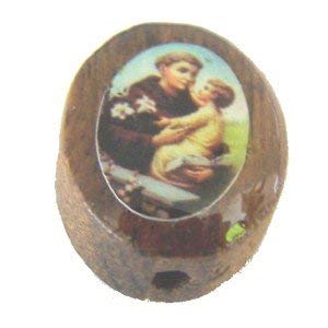 St. Anthony Oval wooden medal -enamel (14x11mm -0.55x0.43")