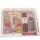 Holy Land Market Large Religious Sample Set with Certificate – Olive Wood Crucifix, 33 Candles, and Key Ring – Authentic Christian Gift from Bethlehem (8.5 inches long)