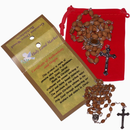 Holy Land Market Olive Wood Rosary with Soil from Bethlehem - with certificate and velvet bag