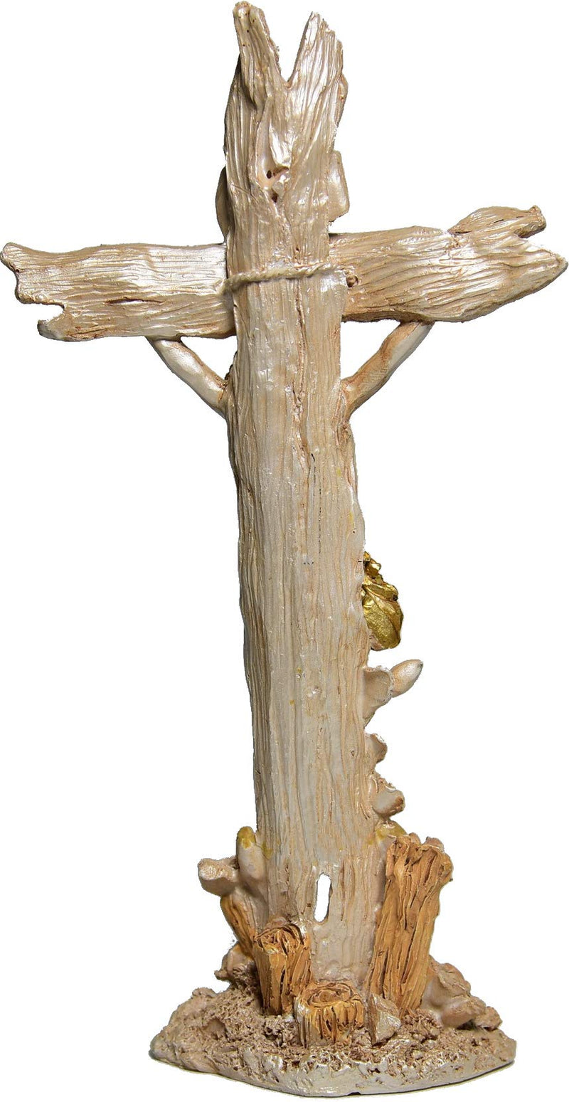 Holy Land Market Flowering Spring Easter Resin Table Standing Crucifix ( 27.5 cm or 11 Inches )