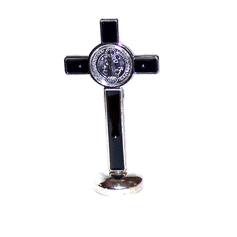 Holy Land Market Saint Benedict Small Crucifix with Sticker for Car or Table (3 inches)