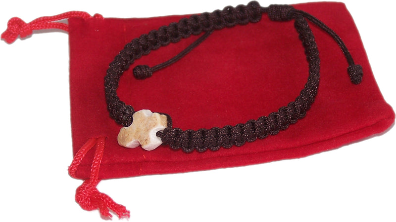 MEDJUGORJE - Bracelet with Stone Cross from Apparation hill stones - Brown
