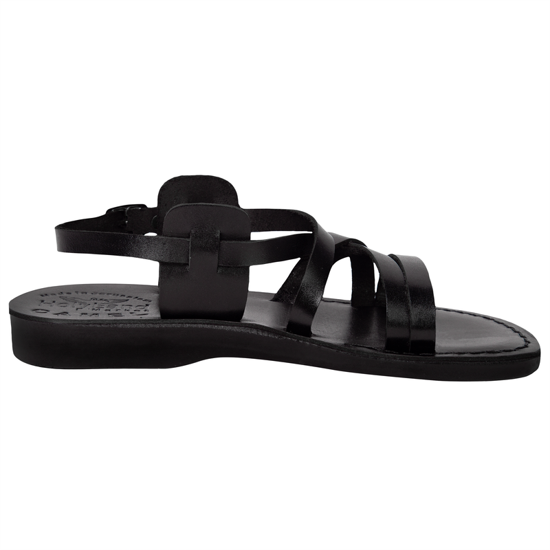 Holy Land Market Men/Women Biblical Jesus Leather Sandals/Slides From Jerusalem (Black Style II)