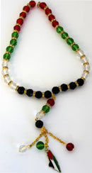 Holy Land Market Palestine Flag Heavy Glass Beads with Flag as Shown - Masbaha with Flag (12 Inches) (Gold)