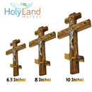 Holy Land Market Olive Wood Patriarchal Three bar Russian Crucifix with Holy Land Samples