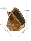 Mercado de Tierra Santa Juego de Natividad Tradicional de Madera de Olivo - Establo de Belén de Estilo Antiguo, 12 Piezas Hechas a Mano - Decoraciones Navideñas para Interiores, Decoración de Mesa con Folleto