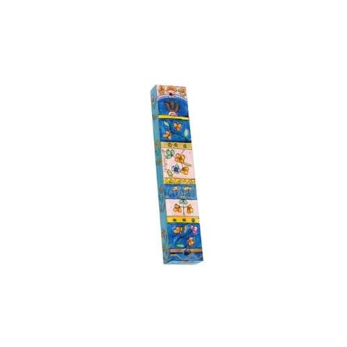 Yair Emanuel Small Wooden Mezuzah With Flowers