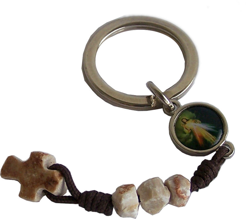 MEDJUGORJE - Peace Peace Peace keys ring from Apparation hill stones and ship...