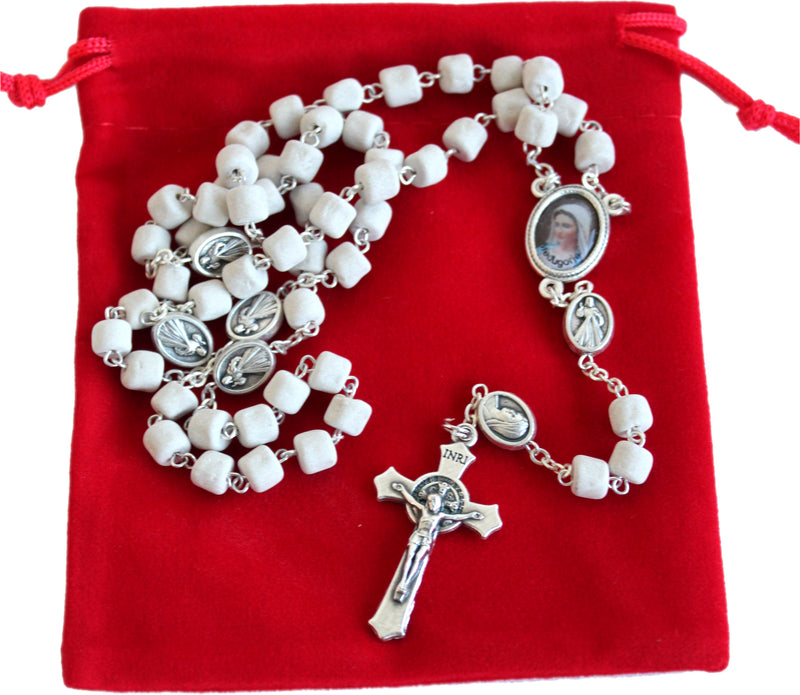 MEDJUGORJE - Rosary made from Apparition hill directly from MEDUGORJE. ( 20 inches long ) - silver cross