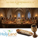 Juego de Copa de Comunión Grande de Madera de Olivo y Plato Kiddush - Juego de Comunión Tallado a Mano en Belén – para Culto en la Iglesia, Pastores y Ministerios