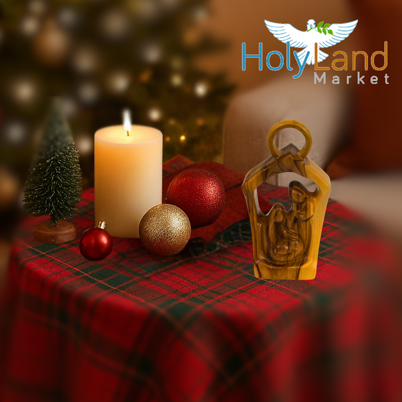 Wood Nativity Set - Holy Family modern style (14.5 high x10 cm or 5.7x3.93")