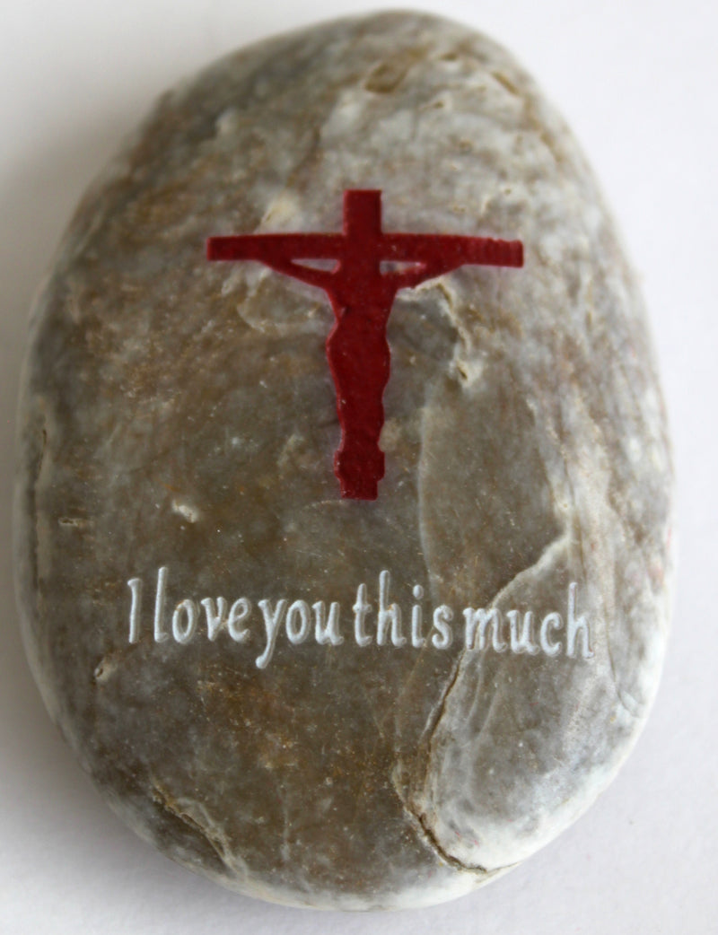 Holy Land Market Engraved Inspirational Stones Collection - I Love You This Much Stone